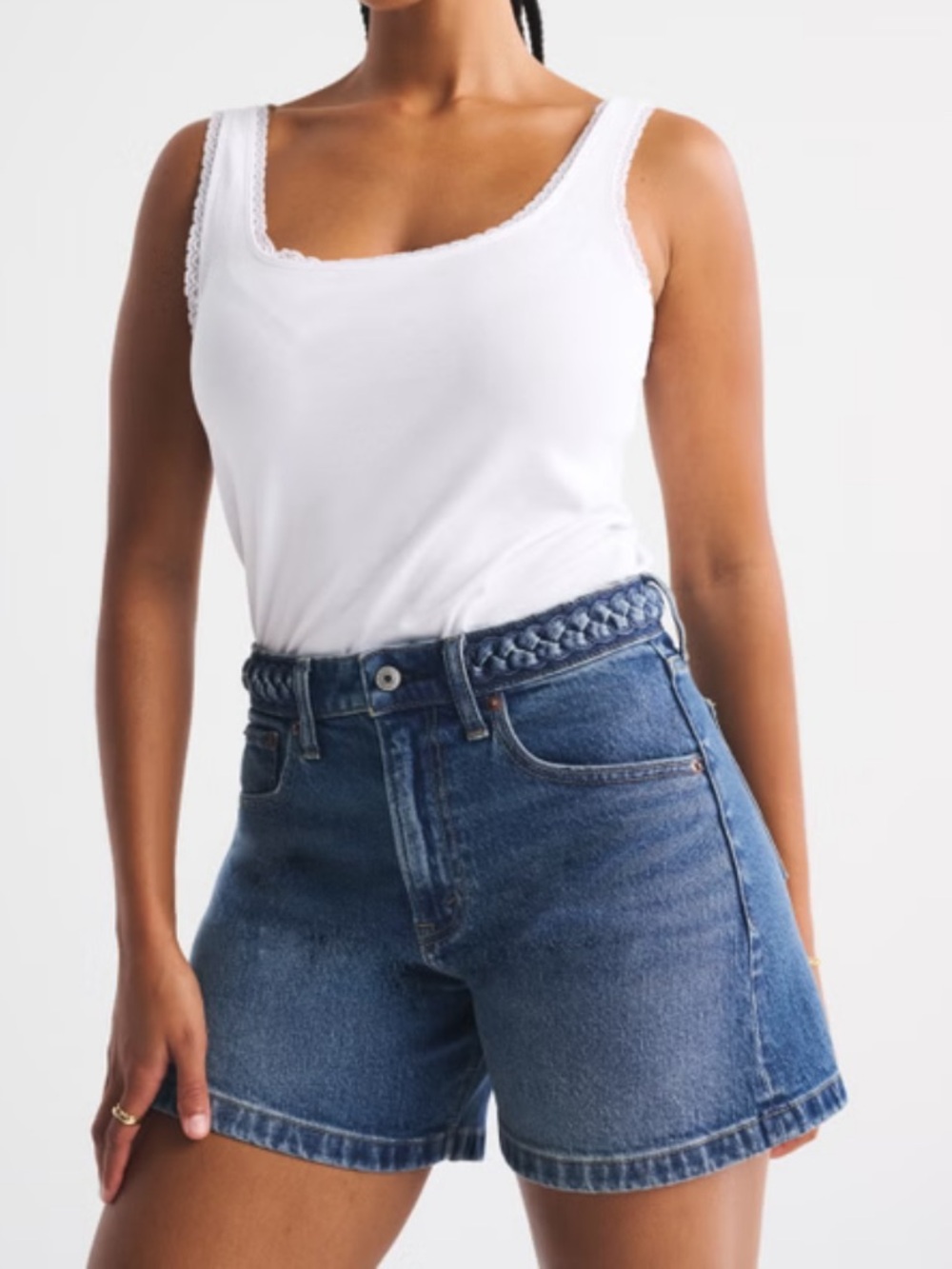 Abercrombie & Fitch High Rise Dad Denim Shorts Curve Love Size 25 NWT
